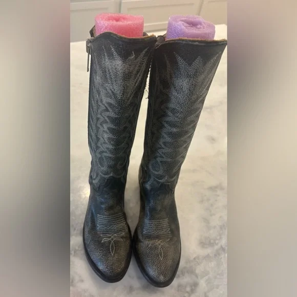 Old Gringo Distressed Black Western Zip Boots Size 7 - Picture 2 of 12